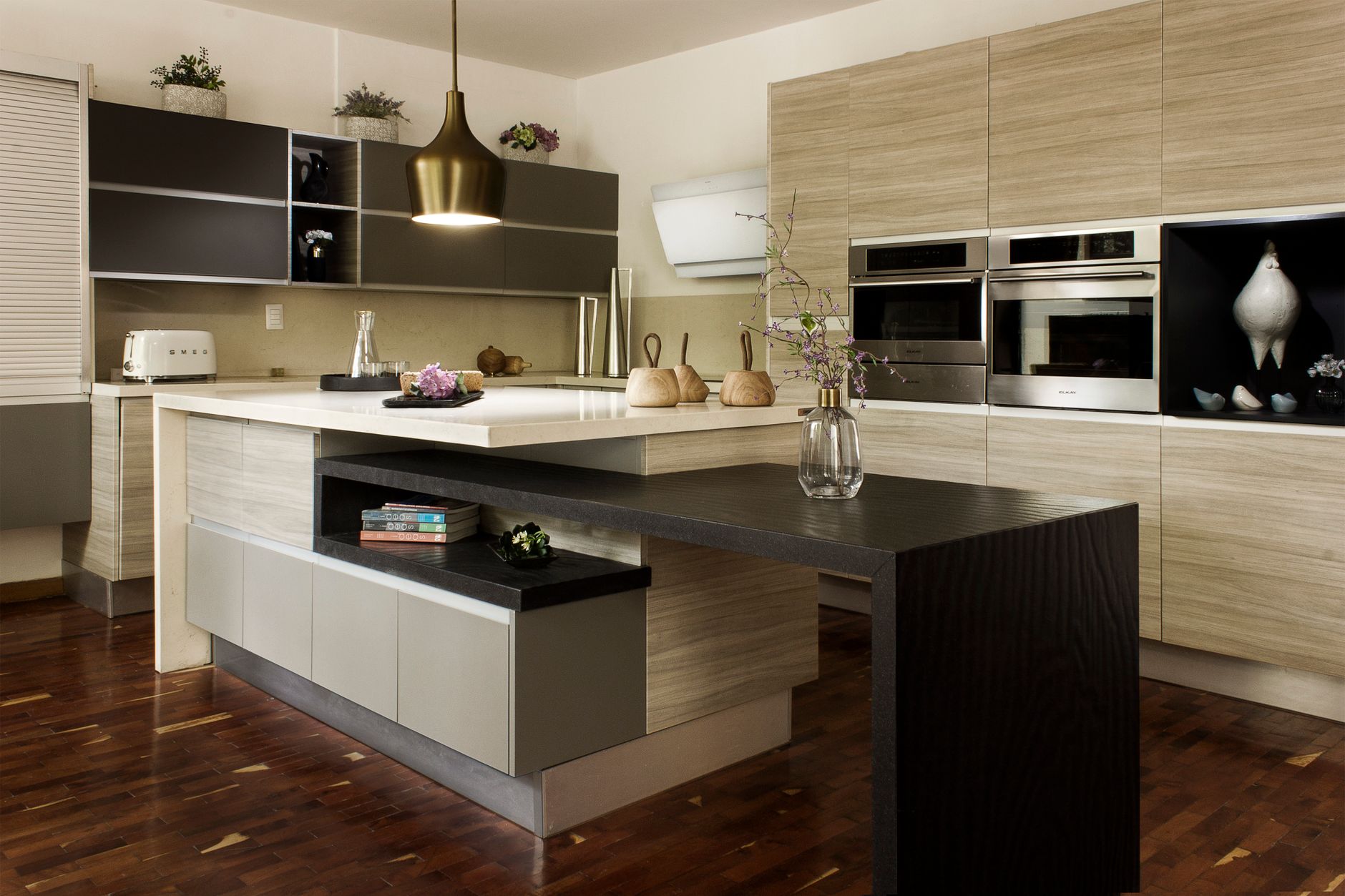 Contemporary kitchen featuring minimalist design and stylish decor.